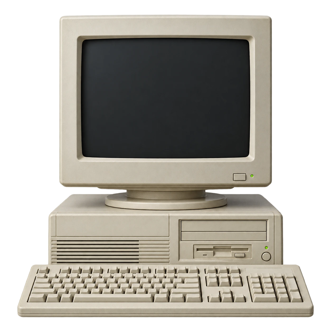 A vintage beige computer with a working consultation desktop